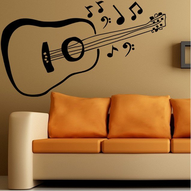 Vinilo decorativo Guitarra Española y Notas