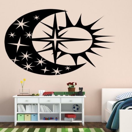 Vinilo decorativo infantil Luna Sol y Estrellas Infantiles