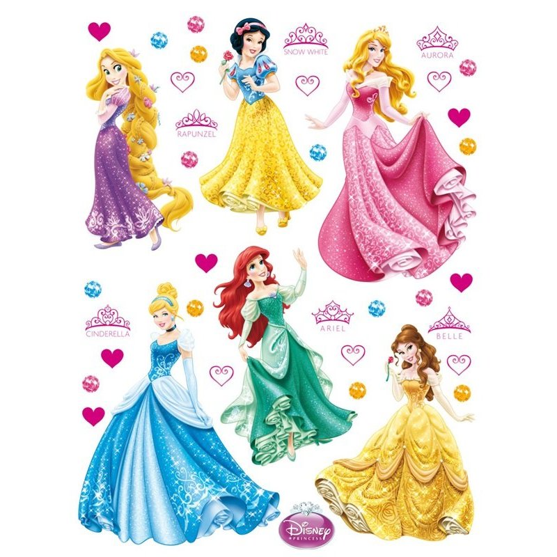 Sticker infantil Princesas Disney y corazones