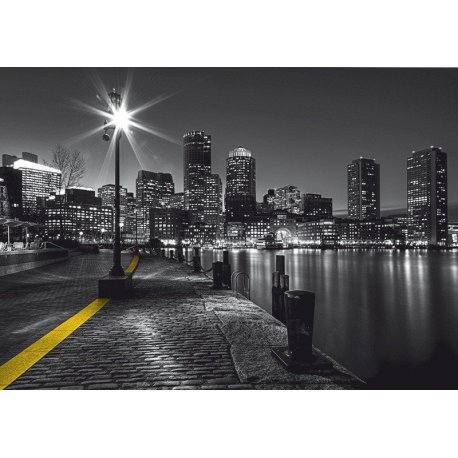 Muelle de la Gran Ciudad en Blanco y Negro