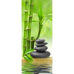 Bambú y Piedras Negras en Equilibrio