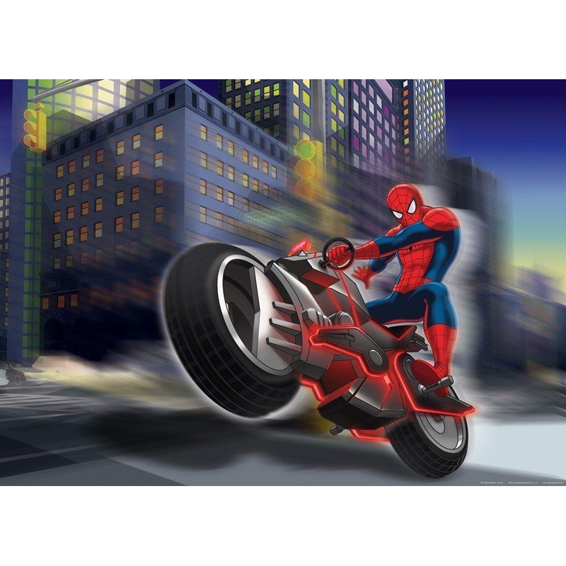 Fotomural decorativo Spiderman en Moto por las Calles