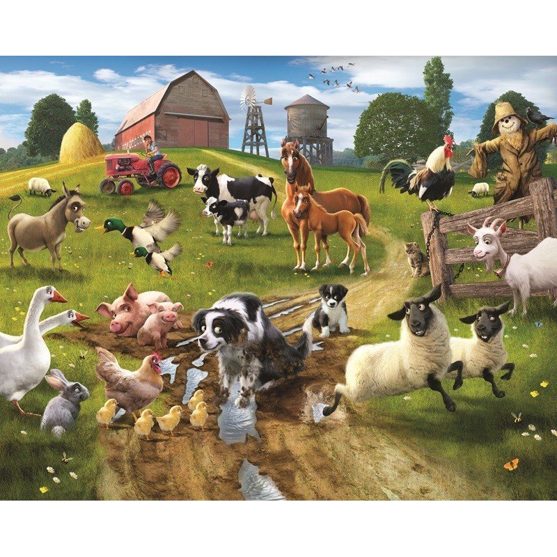 Fotomural decorativo Dibujo Realista Animales en la Granja Fotomural decorativo Dibujo Realista Animales en la Granja