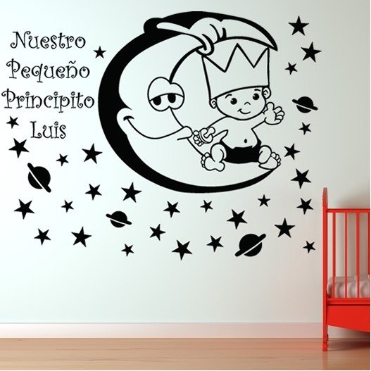 Vinilo Decorativo Infantil El Principito Con Planetas Y Estrellas – Adhesivo 90x90 Cm Fácil Colocación (Habitación Infantil)