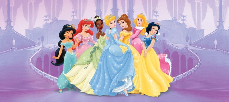 Cenefa adhesiva infantil Princesas Disney bailando